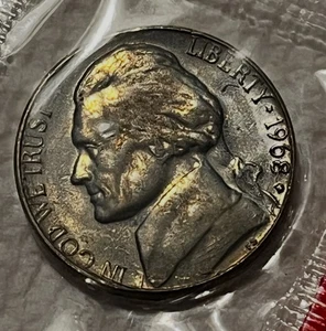 1968-D Jefferson Nickel  Filled “D” BRILLIANT COIN MINT/UNC SEALED IN CELLO - Picture 1 of 5