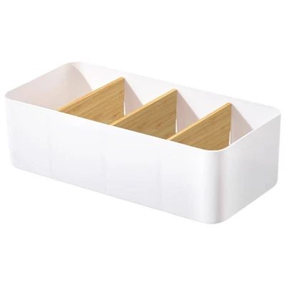 Schreibtisch Organizer 4 Fächer Bambus Büro Desk Fernbedienungshalter mit Sti... - Bild 1 von 4