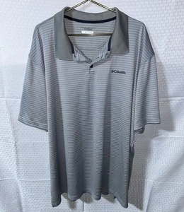 Polo Columbia Logo Protección Solar Grande y Alto Para Hombre 4XLT Gris Rayas - Imagen 1 de 6