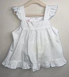Shrimp & Grits Kids Toddler Girls Polka Dot and ruffle Sundress Blue/White Sz 2T - Picture 1 of 8
