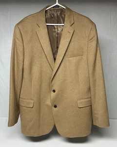 Vtg Stafford Men’s 100% Camel Hair Blazer Sport Jacket Coat Sz 52R Tan 2 Button - Picture 1 of 16