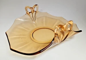 Fostoria Glas "Fairfax Amber" 40er Jahre Käse & Cracker Teller Depressionsglas - Bild 1 von 7