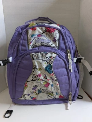 High Sierra Purple Floral Backpack BIrdcage With Multiple Pockets/compartments — 第 1/4 张图片