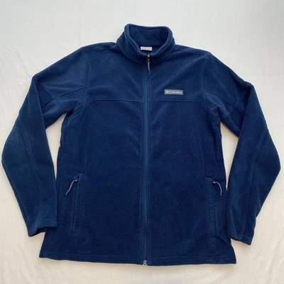 Chaqueta polar Columbia cremallera completa para hombre mediana azul bolsillos con cremallera ligera Foto 1 de 4