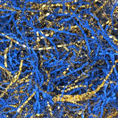 Gift Baskets Filler Gold and Blue Crinkle Paper Filler 1/2 LB Paper Shreds Craft - Image 1 of 4