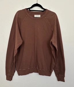 TheGREAT. The College Raglan Crewneck Sweatshirt Brown Cotton Men's 2 (Medium) - Picture 1 of 9