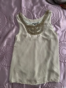BIBA Old Gold Silk Beaded Top - Picture 1 of 5