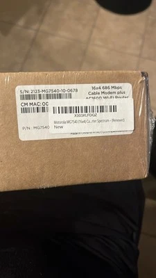 MOTOROLA MG7540 16x4 Cable Modem Plus AC1600 Dual Band Wi-Fi Gigabit Router - Image 1 of 4