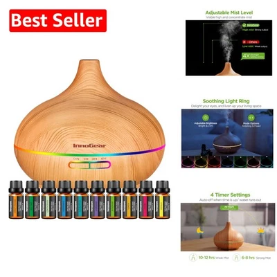 Essential Oil Diffuser with 10 Natural Oils & 4 Timer Settings - Ideal Gift Set - Image 1 of 4
