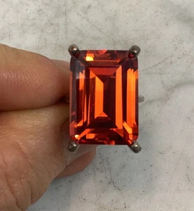 Vintage Ring Sterlingsilber Smaragdschliff orange rot Größe 4,75 - Bild 1 von 22