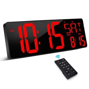XREXS Large Digital Wall Clock with Remote Control, 16.5 Inch LED Large Displ... - Picture 1 of 7