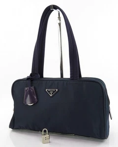 Authentic PRADA Purple/Blue Nylon and Leather Tote Bag Purse #61469 - Picture 1 of 21