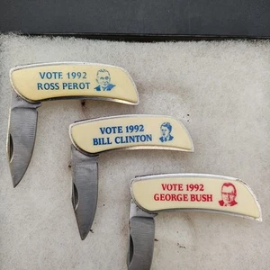 1992 Pres. Wahlkampfmesser George Bush Bill Clinton Ross Perot. Taylor Besteck - Bild 1 von 3