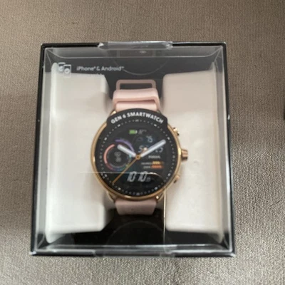 Fossil Smartwatch Gen 6 FTW4071 Edelstahlgehäuse mit Silikonarmband in rosa - Bild 1 von 2