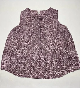 Lila Artsy Print Schnürung Ausschnitt Popover Tank Bluse Gr. 3X Lagenlook Boho  - Bild 1 von 22