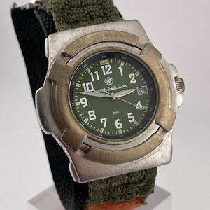 Smith & Wesson Watch Date Mens Rare Vintage 42mm Case Nylon Self Latch Band - Picture 1 of 13