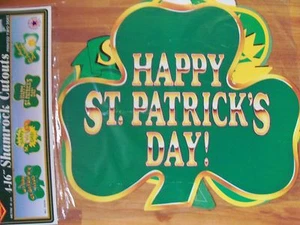 16" Shamrocks St Patrick Diecut Cutouts 1995 Beistle Four Pack of Decoration NOS - Picture 1 of 2