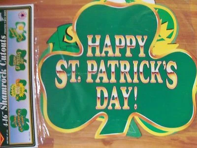 16" Shamrocks St Patrick Diecut Cutouts 1995 Beistle Four Pack of Decoration NOS - Image 1 of 2