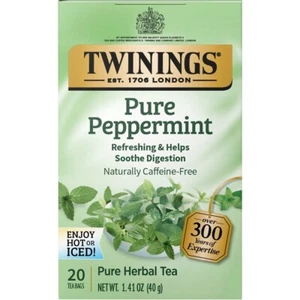 Twinings Pure Peppermint Herbal Tea - 20 tea bags (Pack of 4) - Picture 1 of 5