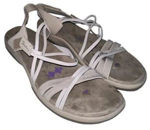 Skechers Reggae Slim Takes Two Sandals Size 9 Taupe Elastic Straps - Picture 1 of 8