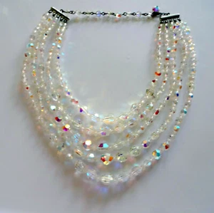 Collar de Colección Cristal Aurora Boreal 5 Hebras Cristal Brillante Loco Brillo - Imagen 1 de 9