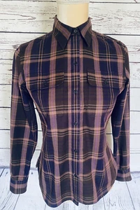 Blusa para mujer PP Lauren Ralph Lauren a cuadros con botones mangas largas 100 % algodón - Imagen 1 de 10