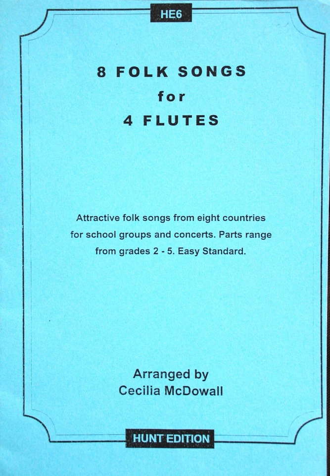 8 Folk Songs for 4 flutes by Celia McDowell - Image 1 of 1