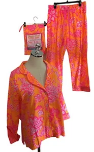 NEW $129 Gretchen Scott 2Pc Pajamas Size Small Glorious Orange Pink Top/Pant - Picture 1 of 10