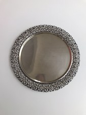Prezioso piatto argento 800 ricamato a mano