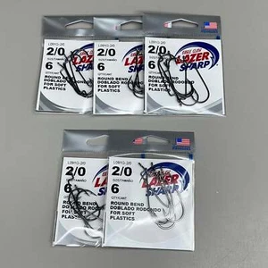 EAGLE CLAW (5 PACK) Round Bend for Soft Plastics/Worm Black #2/0 6pc L091G-2/0 - Picture 1 of 8