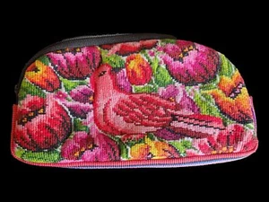 Guatemalan Embroidered Clutch / Makeup Bag Needlepoint Clutch Hand-Woven Back - Picture 1 of 6