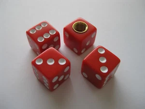 RED DICE VALVE CAPS HOLDEN FORD CHEV CUSTOM HOTROD BIKE - Picture 1 of 1