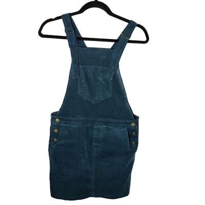 Love Riche Women's Blue Velvet Pinafore Overall Dress Small Adjustable Boho - Image 1 of 4