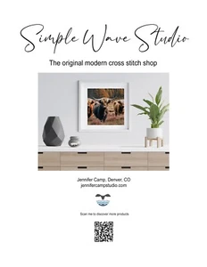 Patrón de punto de cruz contado de rebaño de vacas Highland - Imagen 1 de 5