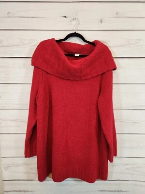 Suéter suéter tejido cuello chal rojo Catherines para mujer talla 2X Foto 1 de 4