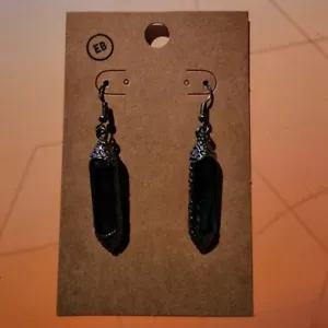 EB Linear Dark Blue Rhodium Earrings Silver - Picture 1 of 3