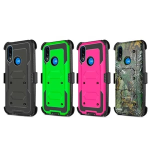 for Moto E7 POWER Heavy Duty Holster Phone Case Built In Screen & Kickstand - Picture 1 of 33