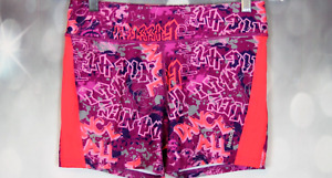 Reebok Girls Purple Athletic Shorts Graffiti Print Stretch Size XL(16)