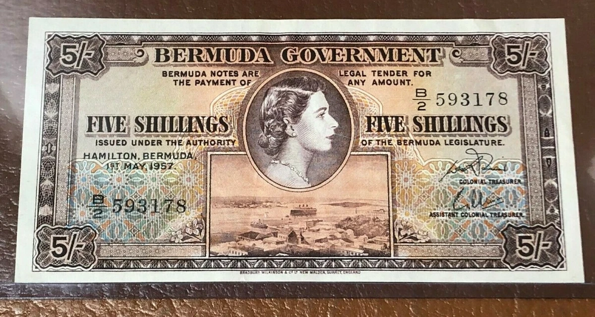バミューダ 5 シリング紙幣 1957年 エリザベス女王 1957 Bermudian Paper Money for sale | eBay