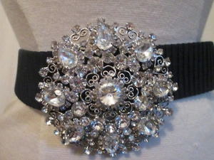 Vintage Large Crystal Belt Buckle - Picture 1 of 12
