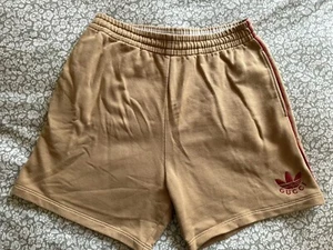 Gucci x adidas Cotton Jersey Shorts dark beige sz M - Picture 1 of 8