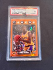 2008-09 Topps Chrome Magic Johnson Orange Refractor /499 PSA 7 - Lakers MVP HOF