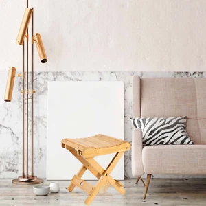 Bamboo Folding Stool Portable Household Non Solid Wood Mazar Bathroom Shower. - Picture 1 of 12