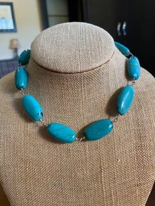 Gem Quality Turquoise Sterling Silver Beads Toggle Closure Necklace 16” - Picture 1 of 12
