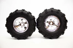 IMEX 3.2" Red Rock Tires & Eagle Chrome Rims (1 Pair) 17/14mm Hex - Picture 1 of 9