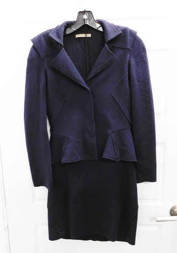 Tuta gonna Bottega Veneta blu navy lana vergine 2 pezzi Italia tg 40