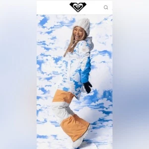 Pantaloni da neve tecnici Roxy Chloe Kim *Woodrose* in finto arancione. Nuovo con etichette•Piccolo - Foto 1 di 8