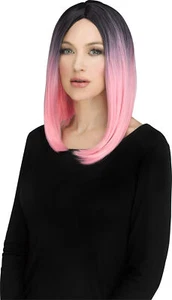 Pink Black Ombre Lob Wig ADULT Womens Costume Accessory One Size NEW - Picture 1 of 1
