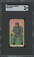 1909 T206 SID SMITH NNO POOR OLD MILL SL SGC 1 BASEBALL ATLANTA CRACKERS