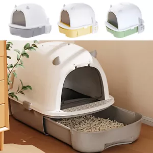 Large Cat Litter Box Front Door Enclosed Drawer Tray Covered Toilet Cat Litter - Picture 1 of 27
